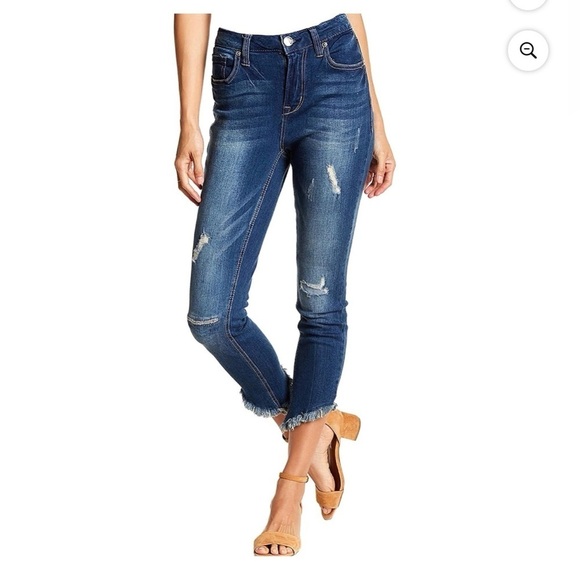 Seven7 Denim - Seven7 Women's Tahiti Skinny High Rise Distressed Frayed Hem Ankle Jeans Size 10